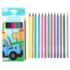 Цветные карандаши, 12 цветов, трехгранные, Синий трактор - Фото 9