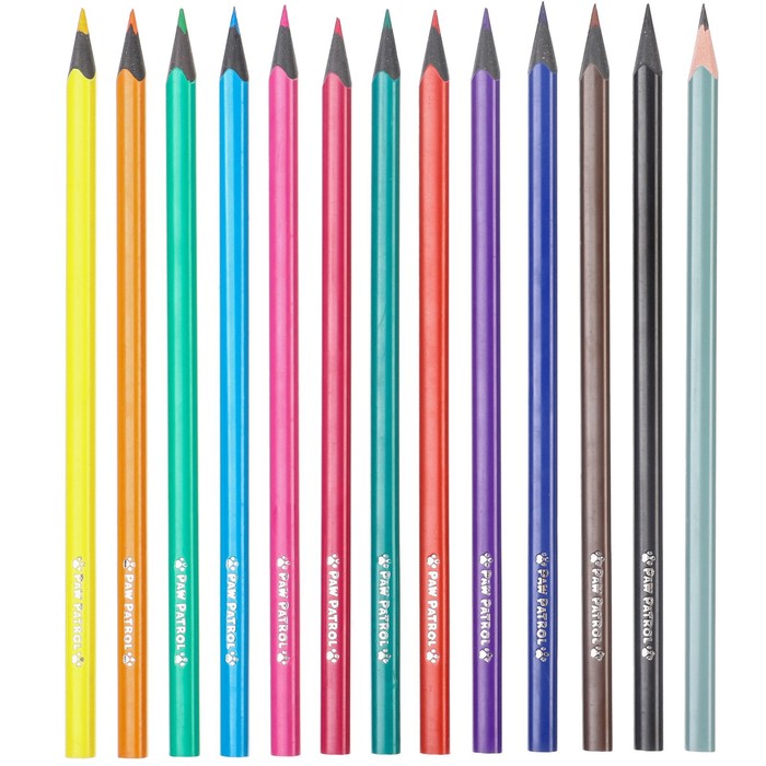 Карандаши цветные 12 цветов "Щенячий патруль" + чернографитный карандаш, Paw Patro