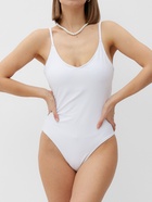 Купальник женский слитный однотонный MINAKU, размер 42, белый - Фото 3