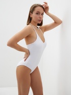 Купальник женский слитный однотонный MINAKU, размер 44, белый - Фото 3