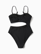 Купальник женский слитный с вырезом на животе MINAKU, размер 42, чёрный - Фото 9