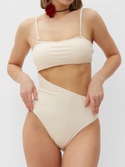 Купальник женский слитный с вырезом на животе MINAKU, размер 44, цвет молочный - Фото 1