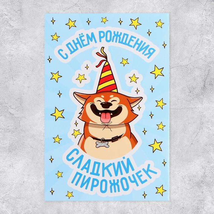 Объёмная открытка «С Днём рождения», пёсик, 12 х 18 см