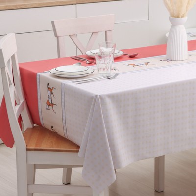 Клеёнка на стол «Скачки», на тканевой основе, рулон 20 м, ширина 137 см