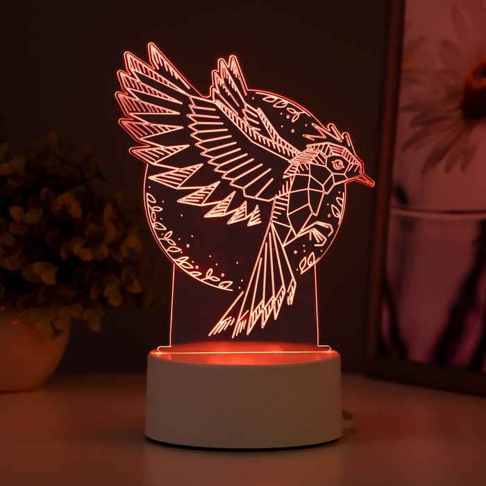 Светильник "Птица" LED RGB от сети 13,5х9,5х16,9 см RISALUX - фото 1909407032