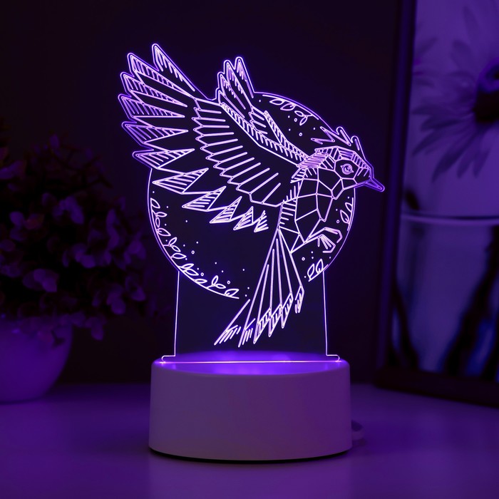 Светильник "Птица" LED RGB от сети 13,5х9,5х16,9 см RISALUX - фото 1909407029