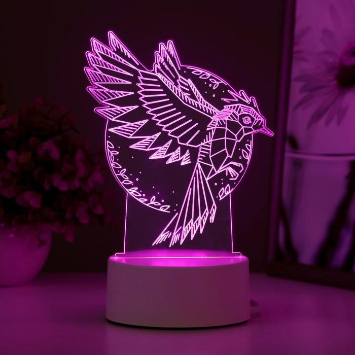 Светильник "Птица" LED RGB от сети 13,5х9,5х16,9 см RISALUX - фото 1909407033