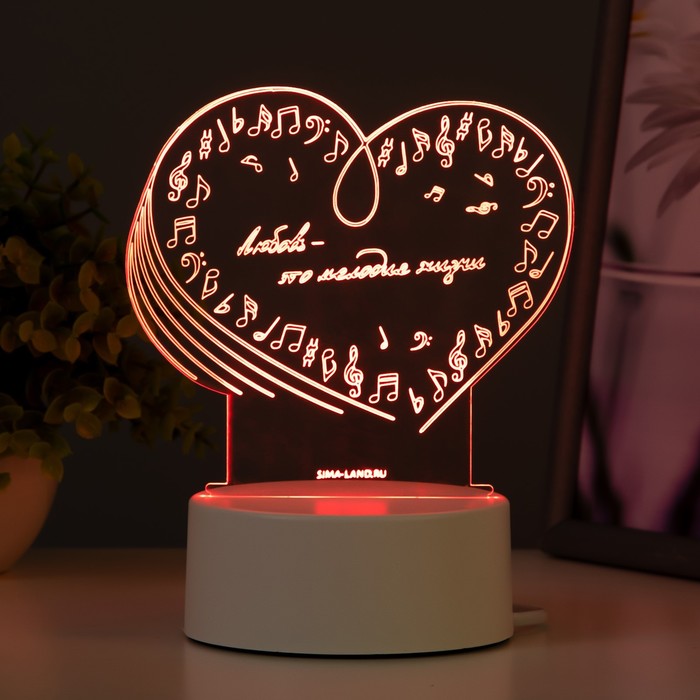 Светильник "Любовь" LED RGB от сети 14,2х9,5х12,6 см RISALUX - фото 1907942518