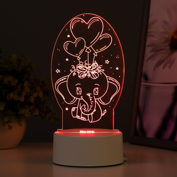 Светильник "Слоненок" LED RGB от сети 11х9,5х18 см RISALUX - фото 1907942542