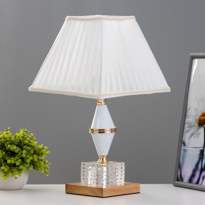 Настольная лампа «Шанта» Е27 40 Вт бело-золотой 23×23×41 см RISALUX - Фото 1
