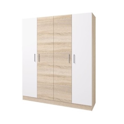 Шкаф четырехстворчатый «Леси», без зеркала, 1600×1900×466 мм, цвет дуб сонома/дуб сонома/белый