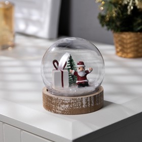Светодиодная фигура «Шар с Дедом Морозом» 8 × 8.5 × 8 см, дерево, пластик, батарейки AG13х3, свечение тёплое белое