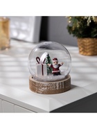 Светодиодная фигура «Шар с Дедом Морозом» 8×8.5×8 см, дерево, пластик, батарейки AG13×3 (в комплекте), свечение тёплое белое - фото 119636852