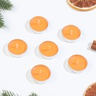 Набор свечей чайных ароматических, 6 шт, апельсин, Новый год - фото 7883334