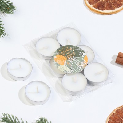 Набор свечей ароматических чайных «Новый год», 6 шт., ваниль