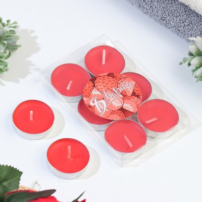 Набор свечей ароматических чайных 6 шт., клубника, 8 марта