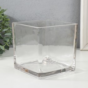 Подсвечник стекло на 1 свечу "Квадратный" прозрачный 12х12х12 см