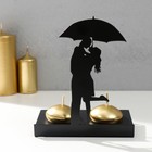 Подсвечник металл на 2 свечи "Свидание под зонтом" чёрный 14,5х12х6,8 см - фото 3992008