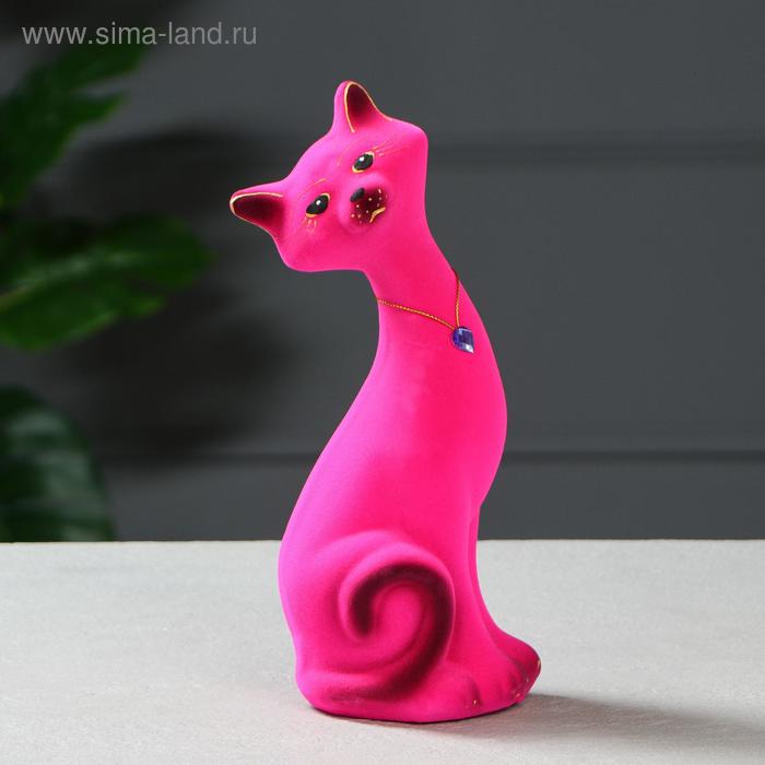 Копилка "Кот Маркиз", розовый цвет, флок, 30 см, микс - Фото 1