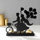 Подсвечник металл на 3 свечи "Романтичная поездка на велосипеде" чёрный 16,8х18,5х6 см - фото 320741100