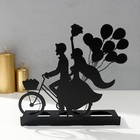 Подсвечник металл на 3 свечи "Романтичная поездка на велосипеде" чёрный 16,8х18,5х6 см - Фото 2