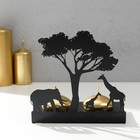 Подсвечник металл на 2 свечи "Жирафы Африки" чёрный 15,2х15х6,8 см - фото 3992018
