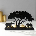 Подсвечник металл на 4 свечи "Слоны Африки" чёрный 13,2х20х6,8 см - фото 3992023