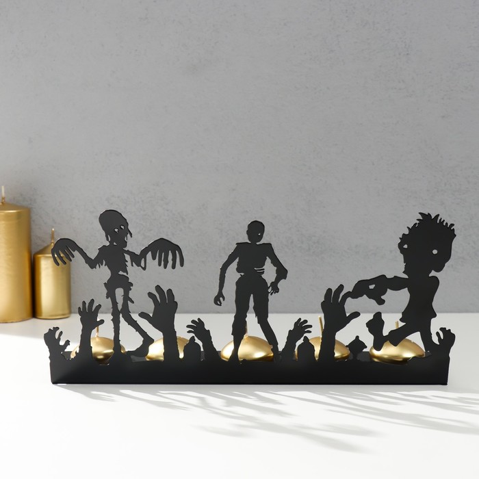 Подсвечник металл на 5 свечи "Хэллоуин. Восставшие" чёрный 17,8х29,5х6 см - Фото 1