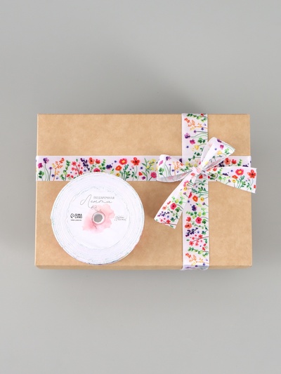 Лента атласная «Весеннее поле», 2.5 см × 22.5 (± 1) м, разноцветная