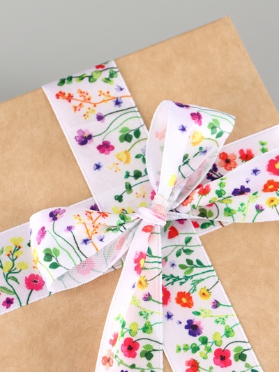 Лента атласная «Весеннее поле», 2.5 см × 22.5 (± 1) м, разноцветная