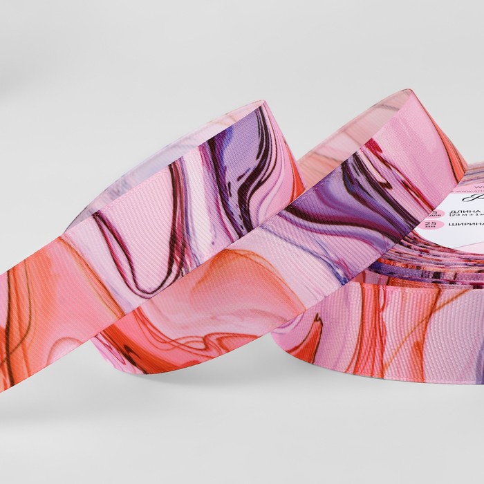 Лента репсовая «Розовые переливы», 25 мм, 23 ± 1 м, разноцветная - Фото 1