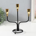 Подсвечник металл на 3 свечи "Нептун" чёрный с золотом 19,8х9,7х22,3 см - фото 23361028