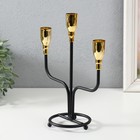 Подсвечник металл на 3 свечи "Нептун" чёрный с золотом 19,8х9,7х22,3 см - фото 23361030