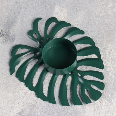 Металлический подсвечник на 1 свечу TAKE IT EASY «Кувшинка», 12.3×10×2 см, зелёный