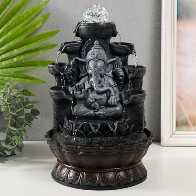 Фонтан настольный с подсветкой «Ганеша в сером под водопадами», от сети, 20×20×30 см