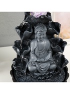 Фонтан настольный с подсветкой «Будда в сером под водопадами», от сети, 20.5×20.5×30 см 9934405