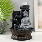 Фонтан настольный от сети, подсветка "Будда в сером у стены" 20х20х30 см - фото 4346980
