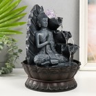 Фонтан настольный от сети, подсветка "Будда в сером сидит у листа" 20х20х30 см - Фото 2