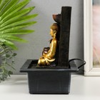 Фонтан настольный от сети, подсветка "Будда в золотом у стены с водопадом" 23х17.5х28 см - фото 8154641