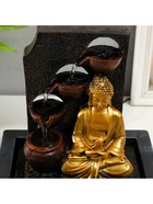 Фонтан настольный с подсветкой «Будда в золотом у стены с водопадом», от сети, 23×17.5×28 см 9934411