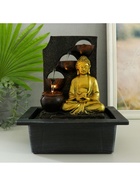 Фонтан настольный с подсветкой «Будда в золотом у стены с водопадом», от сети, 23×17.5×28 см 9934411