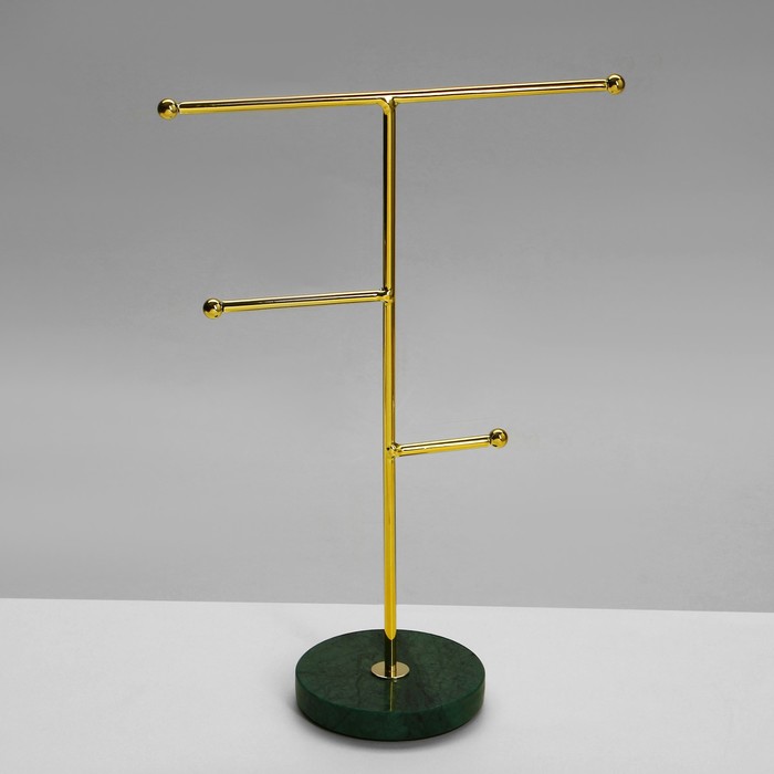 Подставка под серьги «Мрамор», 3 яруса, 18,5×8×26,5 см, цвет чёрно-золотой - фото 1907943521