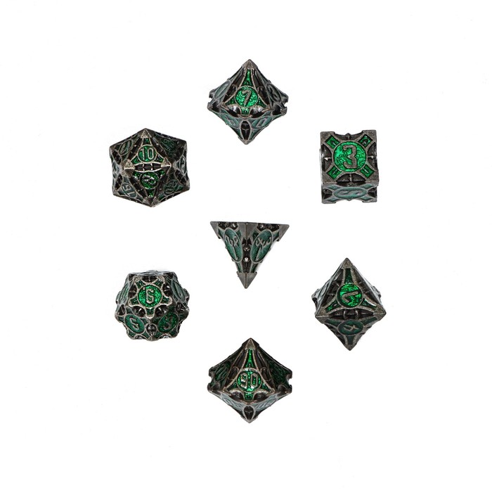 Набор кубиков для D&D (Dungeons and Dragons, ДнД) "Время игры", серия: D&D, 7 шт, зеленые