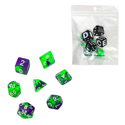 Кубики - дайсы для ДнД «Нефрит», набор 7 шт.