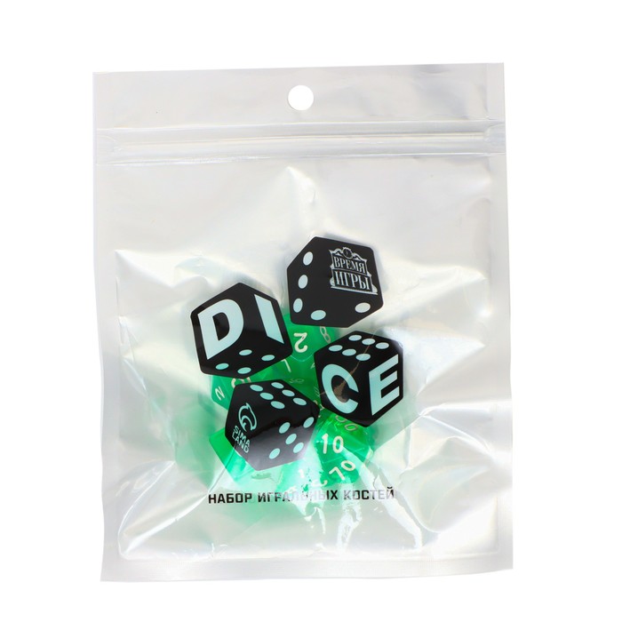 Набор кубиков для D&D (Dungeons and Dragons, ДнД) "Время игры", серия: D&D, 7 шт, зеленые
