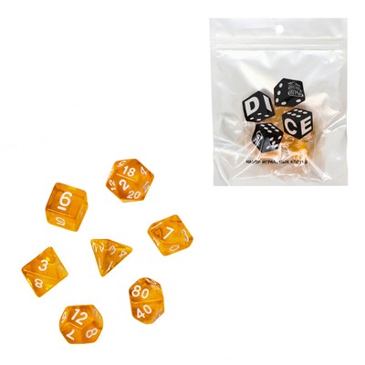 Кубики - дайсы для ДнД, набор 7 шт., жёлтые