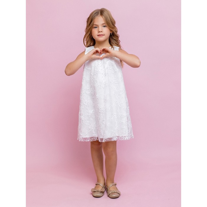 Платье для девочки, рост 116 см, цвет белый - Фото 1