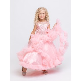 Платье для девочки, рост 134 см, цвет персиковый