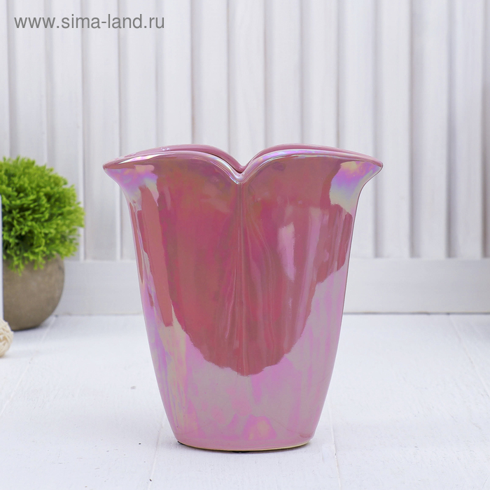 ваза керамика розовый рассвет 16,5*15,5*9 см - Фото 1