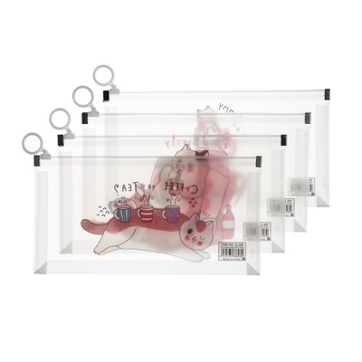 Папка-конверт на молнии формат А6, 180мкр, с рисунком «Кот», МИКС